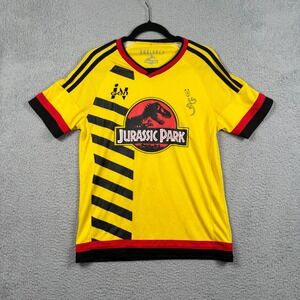 Jurassic Park BoxLunch Exclusive Malcolm #1 Soccer Jersey Youth L Yellow Striped